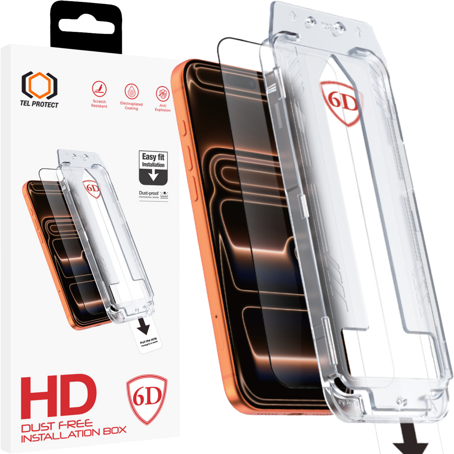 Tel Protect Dust-Free Easy Fit Full Glue 6D закаленное стекло для Iphone 17 Pro черное