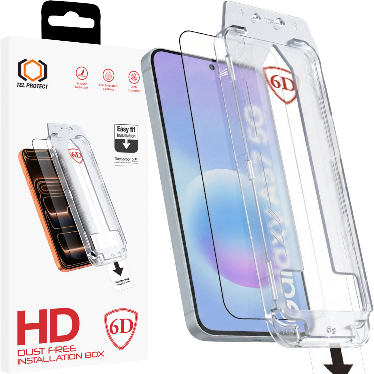 Tel Protect Dust-Free Easy Fit Full Glue 6D Tempered Glass for Samsung Galaxy A56/A57 5G black