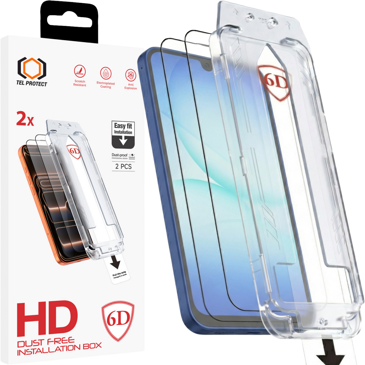 Tel Protect Dust-Free Easy Fit Full Glue 6D закаленное стекло для Samsung Galaxy A16/A17 4G/5G черное - 2 шт.