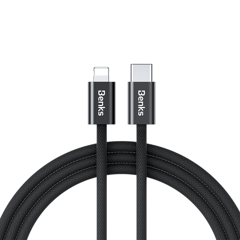 Benks Cable D46 braided (C.D.SJ.FC.BK.LA32) - Type C to Lightning - PD 27W 3A 2 metres black