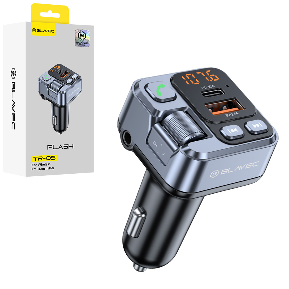 Blavec FM transliatorius Flash TR-05 MP3, Bluetooth - USB + Type C - PD 30W (TFMFTR05-B) juodas
