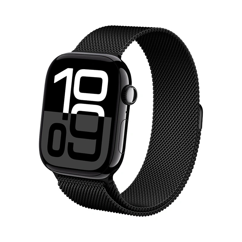 Ремешок Crong Milano Steel из нержавеющей стали для Apple Watch 38 / 40 / 41 / 42 mm, чёрный