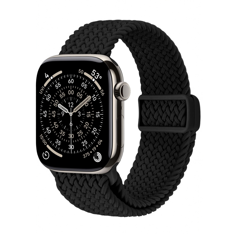 Crong Wave Band pintas Apple Watch dirželis, 44/45/46/49 mm, juodos spalvos