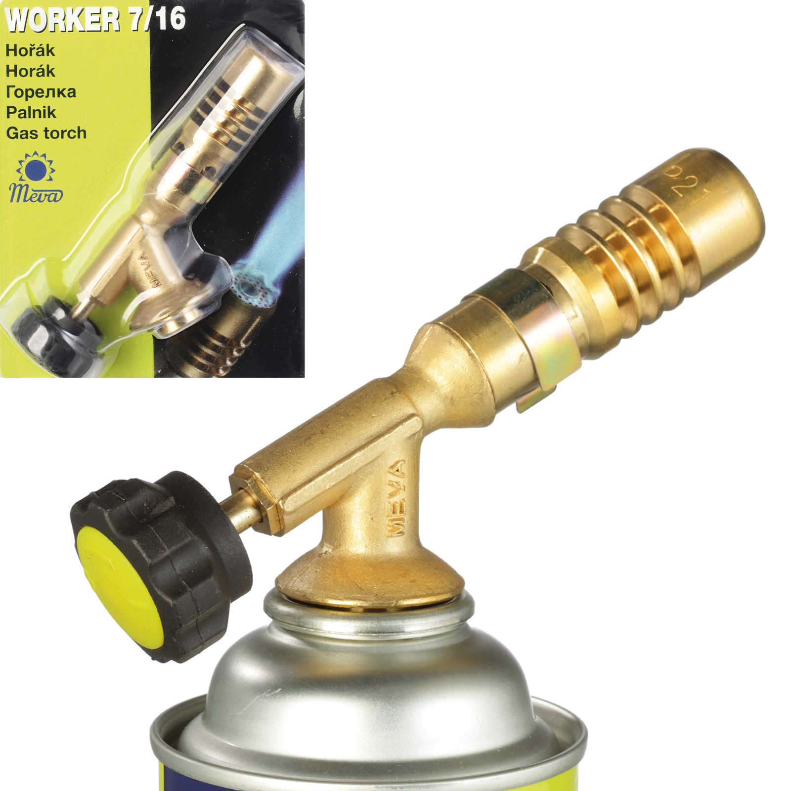 Meva WORKER gas torch for cartridge with 7/16-inch valve, 1.8 kW