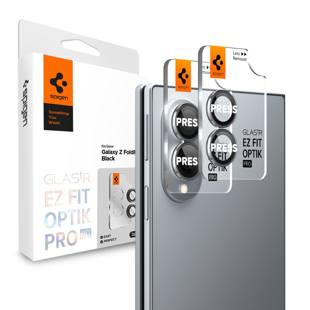 Spigen Optik Pro HD kameros objektyvų apsauga, skirta „Samsung Galaxy Z Fold 8“, 2 vnt. – juoda