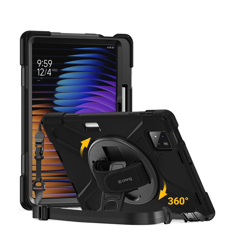 Tvirtas apsauginis dėklas Crong Defender Plus, skirtas Xiaomi Pad 8 / 8 Pro / Pad 7 / 7 Pro 11,2″, juodas