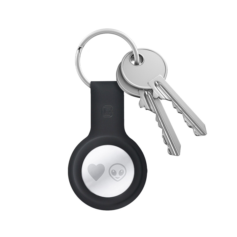 Crong Silicone case for Apple AirTag 1 / 2, with key ring, black