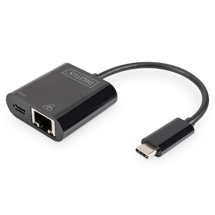 Digitus USB-Type-C Gigabit Ethernet Adapter + PD with power delivery function DN-3027 Black USB-C port to a Gigabit network connection