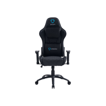 Onex GX330 – PVC žaidimų kėdė su metaliniu rėmu ir nailoniniais ratukais, juoda