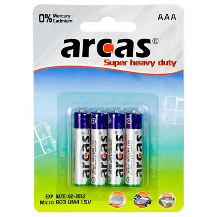 Arcas 10700403 – AAA/R03 Super Heavy Duty baterijos, 4 vnt.