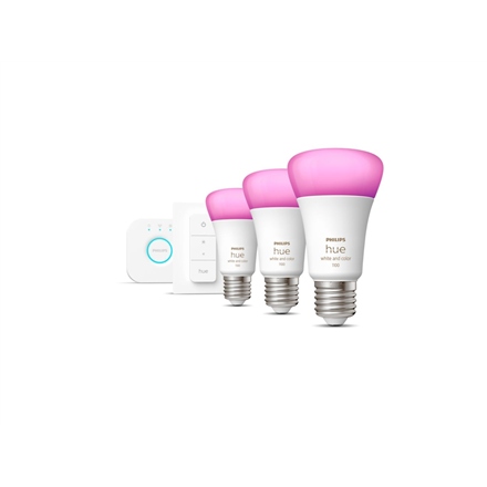 Philips Hue Hue WCA Starter Kit 9W A60 E27, 3pcs, Bridge, Switch E27 9 W RGBW 2000-6500K Bluetooth and Zigbee