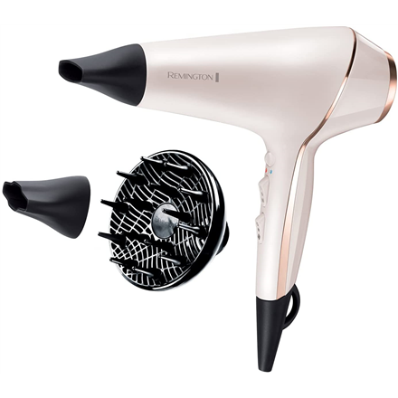 Remington ProLuxe AC9140 – ионный фен, 2400 Вт, 3 температурных режима, диффузор, бело-золотисто-чёрный