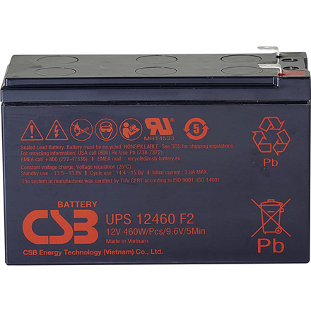 CSB Battery Battery 12V, 9Ah, AGM UPS12460F2 460 W