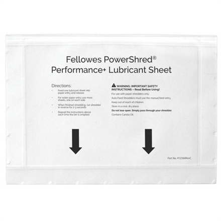 Fellowes Shredder oil sheets 10 pcs 4025601 Easy to use no spills and no mess; Improves your shredders performance by keeping the cutters lubricated