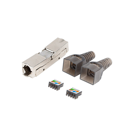 Lanberg 2X RJ45 CAT6A FTP Plug 8P8C Tool-less Adapter PL2SA-6000TL Silver/Transparent