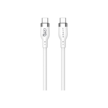 Hyper HyperJuice HJ4001WHGL – силиконовый зарядный кабель USB-C–USB-C, 1 m, 240 Вт, белый