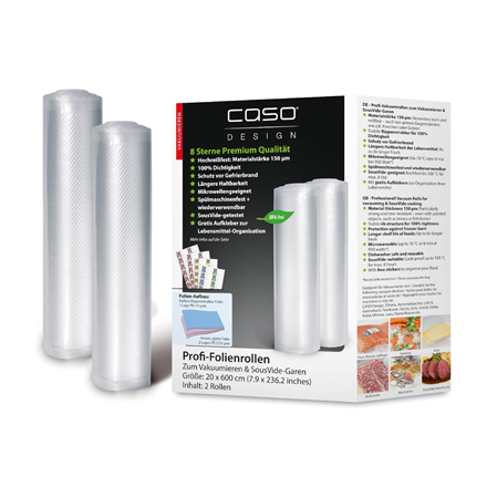 Caso 01221 – gofruotos vakuumavimo plėvelės ritinėliai, 2 vnt., 20×600 cm
