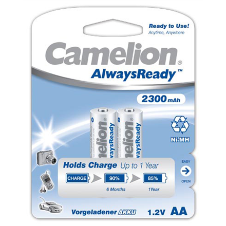 Camelion AA / HR6 AlwaysReady – įkraunamosios Ni-MH baterijos, 2300 mAh, 2 vnt.
