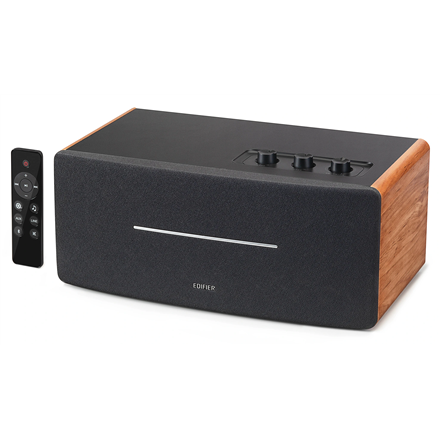 Edifier D12 – kompaktiška aktyvi Bluetooth stalinė kolonėlė, rudos spalvos