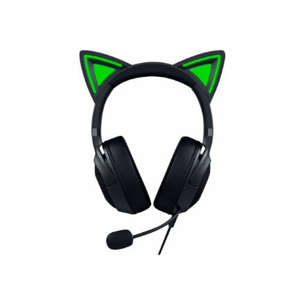 Razer Kraken Kitty V2 – laidinės ant ausų dedamos USB-A ausinės su katės ausytėmis, juodos