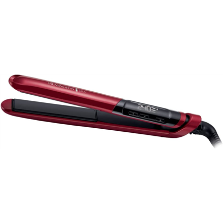 Remington Silk S9600 – keraminės plaukų tiesinimo žnyplės su skaitmeniniu ekranu, 150–240 °C, raudonos