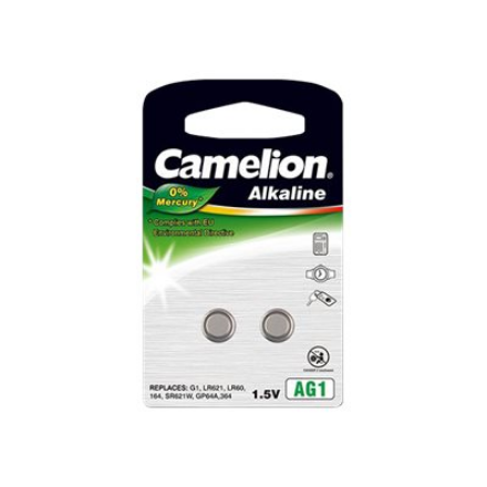 Camelion AG1 / LR60 / LR621 / 364 – šarminės mygtukinės baterijos, 2 vnt.