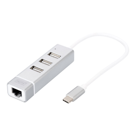 Digitus USB Type-C 3-Port Hub + Fast Ethernet LAN Adapter DA-70253