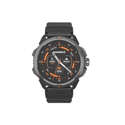 Hammer Watch 2 – atsparusis išmanusis laikrodis, 1.5 colio AMOLED 466 × 466, 600 nitų, „Gorilla Glass 3“, dviejų dažnių GPS, Bluetooth 5.3, 5 ATM, 530 mAh, juodas