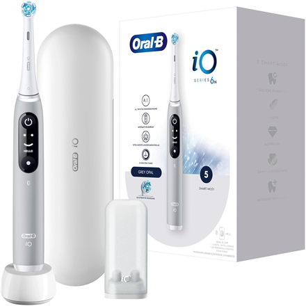 Oral-B электрическая зубная щётка iO6s, аккумуляторная, для взрослых, количество насадок в комплекте 2, количество режимов чистки зубов 5, серая