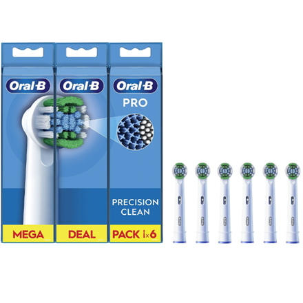 Oral-B Precision Clean EB20RX-6 keičiamos dantų šepetėlio galvutės, 6 vnt., baltos