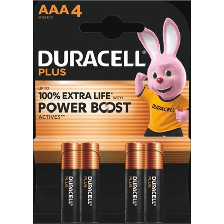 Duracell Plus Boost MN2400 – šarminės AAA baterijos, 4 vnt.