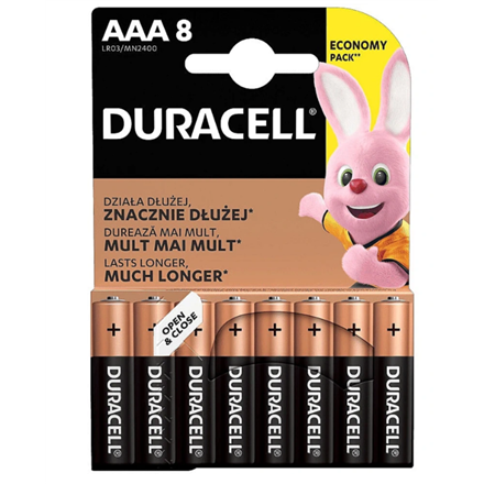 Duracell Basic MN2400 – šarminės AAA baterijos, 8 vnt.