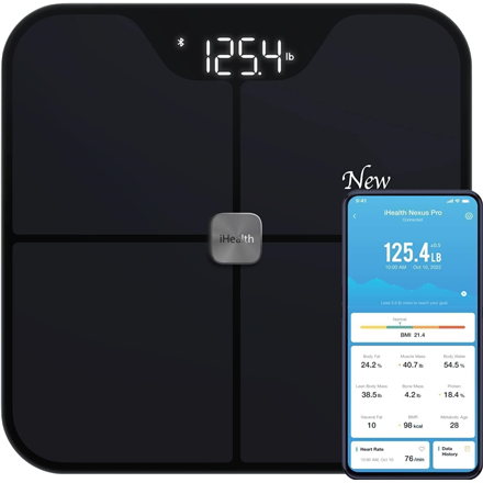 iHealth Wireless Body Composition Scale Nexus Pro Maximum weight (capacity) 181 kg Body Mass Index (BMI) measuring Black