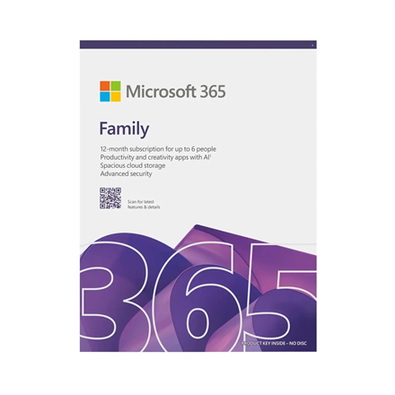 Microsoft 365 Family EP2-32335 – 1 metų licencija, anglų kalba, euro zona