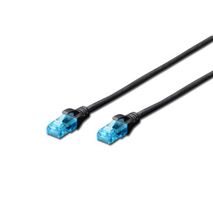 DIGITUS – CAT 5e U/UTP RJ45 AWG 26/7 tinklo komutacinis kabelis, 1 m, juodos spalvos
