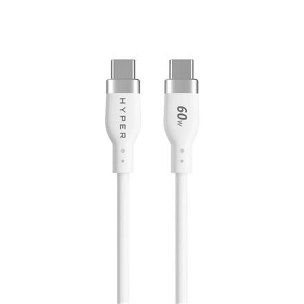 Hyper HyperJuice HJ4011WHGL – силиконовый зарядный кабель USB-C–USB-C, 1.5 м, 60 Вт, белый