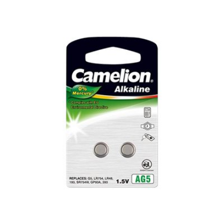 Camelion AG5 / LR48 / LR754 / 393 – šarminės mygtukinės baterijos, 2 vnt.