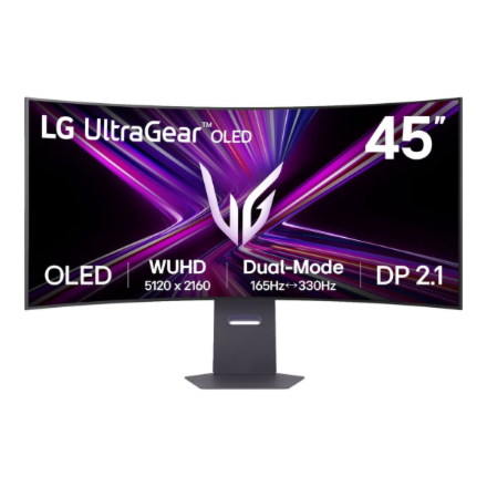 LG 45GX950A-B.AEU – 45 colių OLED monitorius, 21:9, 5120 × 2160, 165 Hz, 0.03 ms, 275 cd/m², 2 × HDMI, juodas