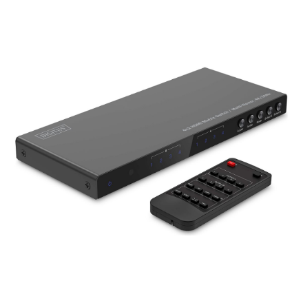 DIGITUS DS-55345 – матричный HDMI-коммутатор и мультивьюер 4 × 2, 4K/30 Гц, чёрный