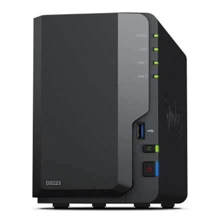 Synology DS223 Up to 2 HDD/SSD Hot-Swap Realtek RTD1619B Processor frequency 1.7 GHz 2 GB DDR4