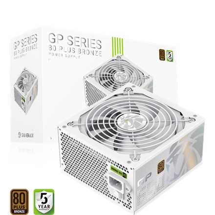 GameMax GP 650B WH – maitinimo blokas, 650 W, ATX, 80 PLUS Bronze, nemodulinis, baltas