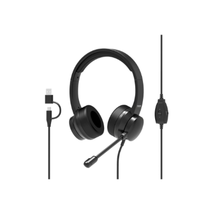 Port Connect Comfortable Stereo Office 901605 – wired USB headset with microphone, black