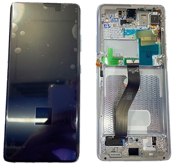 Original Samsung G998 / Galaxy S21 Ultra LCD and touchscreen module with frame, Phantom Silver (service pack)