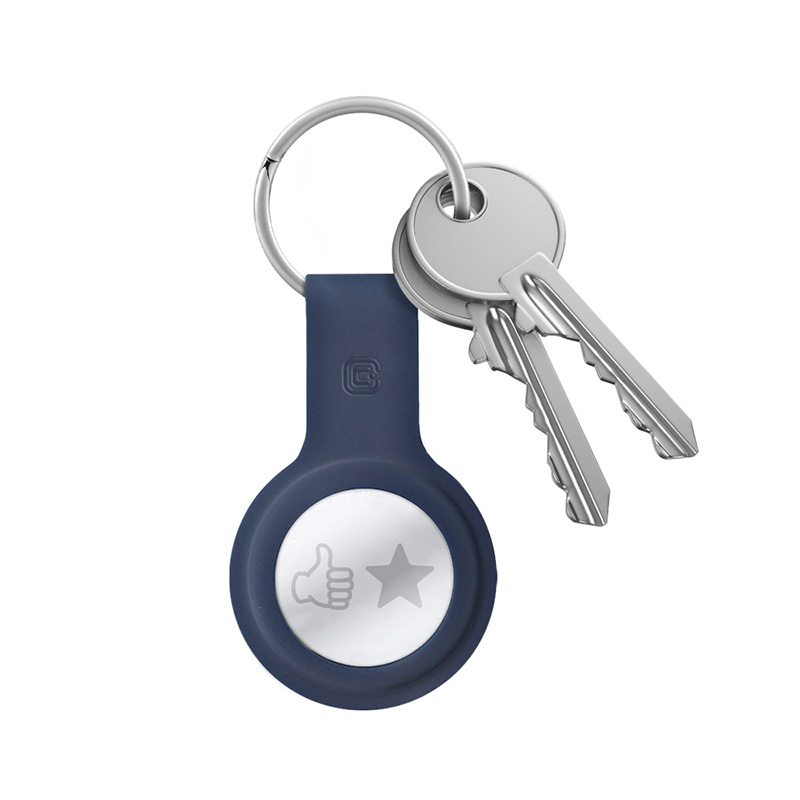 Чехол Crong Silicone для Apple AirTag 1 / 2, с кольцом для ключей, тёмно-синий