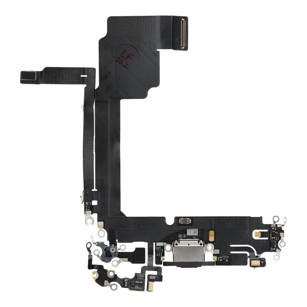 Originalus iš donorinio įrenginio išimtas „iPhone 15 Pro Max“ USB įkrovimo lizdo šleifas – juodas