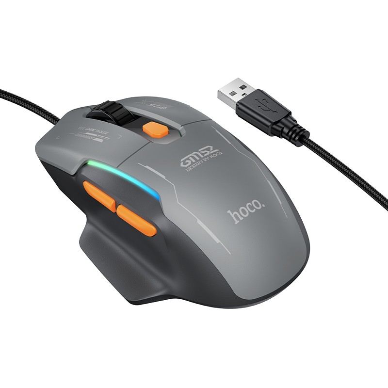 Wired mouse Hoco GM52 RGB Gaming Black/Gray