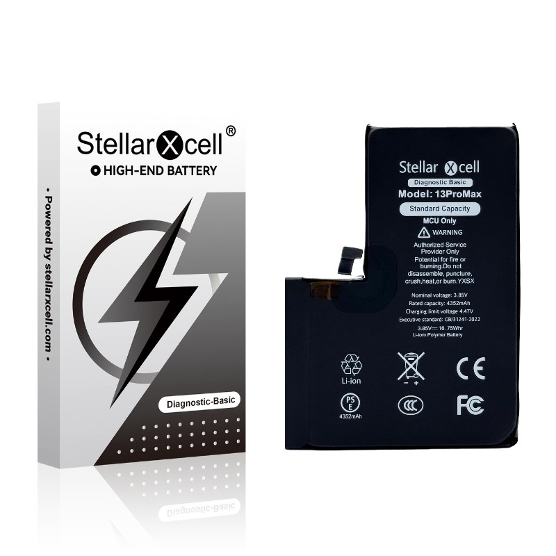 Аккумулятор StellarXcell Diagnostic для Apple iPhone 13 Pro Max, 4352 мА·ч (стандартная ёмкость + высококачественная копия BMS)