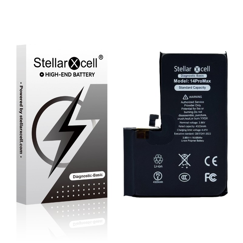 Аккумулятор StellarXcell Diagnostic для Apple iPhone 14 Pro Max, 4330 мА·ч (стандартная ёмкость + высококачественная копия BMS)