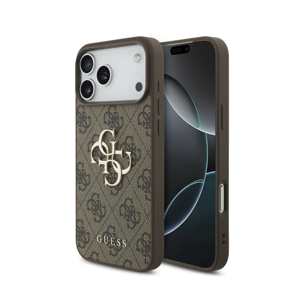 Case Guess PU 4G Metal Logo Apple iPhone 18 Pro brown
