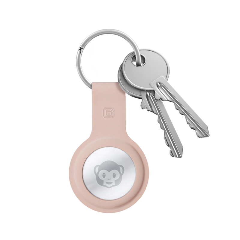 Чехол Crong Silicone для Apple AirTag 1 / 2, с кольцом для ключей, песочно-розовый